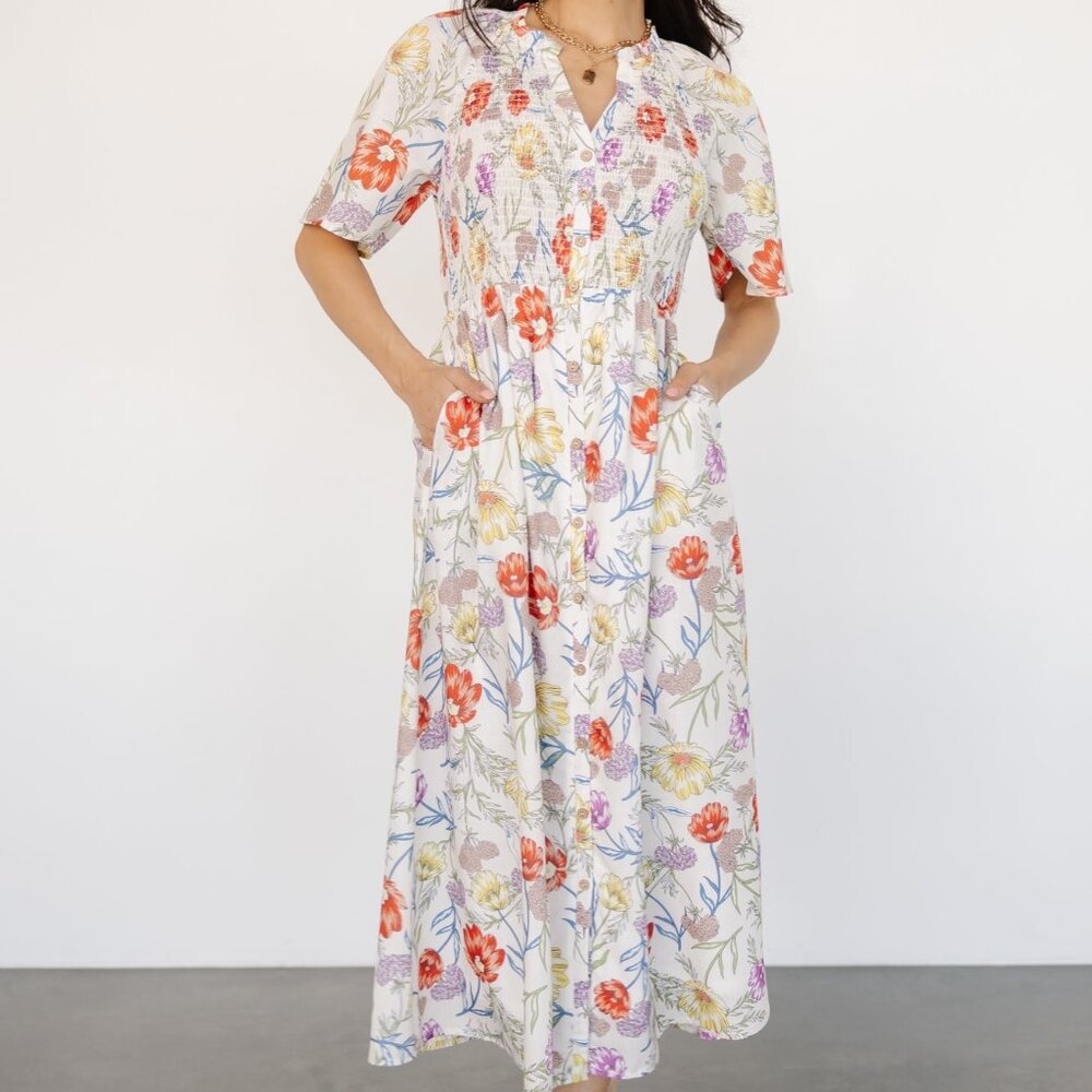 Baltic Born Botega Midi Dress | Ivory Multi Floral Size 2XL2XL